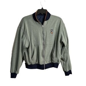 Vintage Nike Reversible Bomber Jacket Grey Navy Blue Size Medium (Youth Large)
